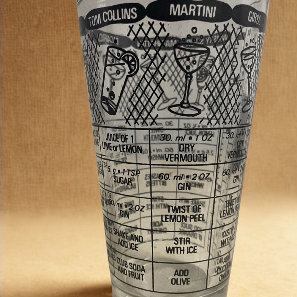 Cocktail Recipe Glass with Black Illustrations